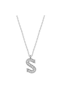 925 Ayar Gümüş Rodyum Kaplama S Harfi Kadın Gümüş Kolye