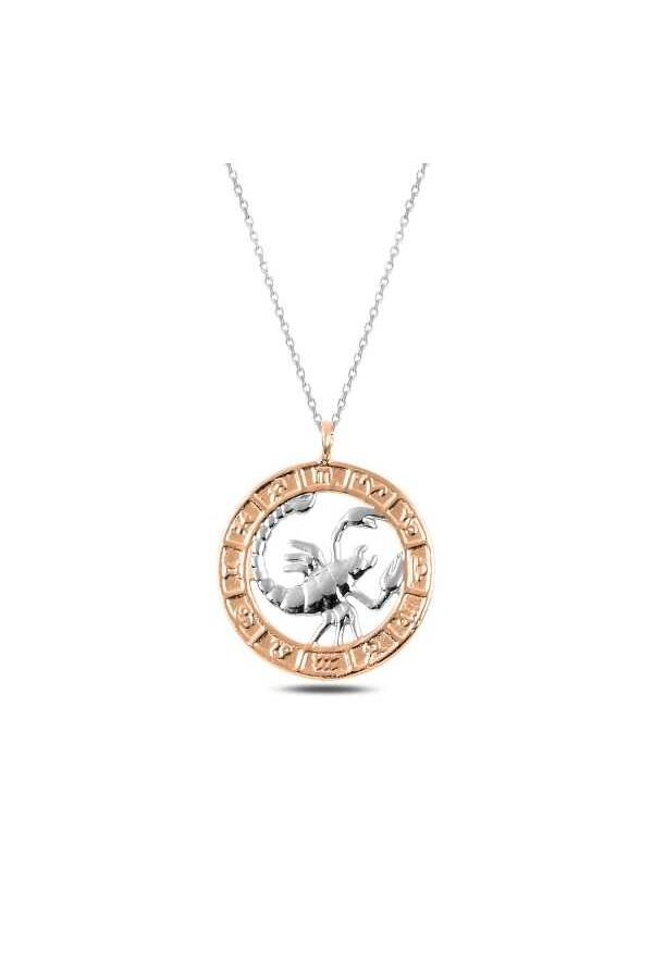 ​925 Ayar Gümüş Rose Akrep Burcu Kadın Gümüş Kolye