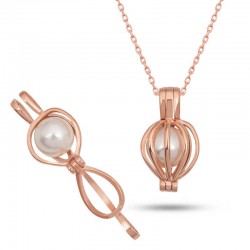 925 Ayar Gümüş Rose Beyaz İncili Kadın Kolye 925 Ayar Gümüş Rose Beyaz İncili Kadın Kolye