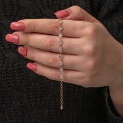 925 Ayar Gümüş Rose Beyaz Taşlı Kadın Bileklik 925 Ayar Gümüş Rose Beyaz Taşlı Kadın Bileklik