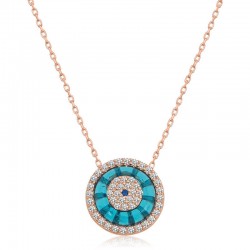 925 Ayar Gümüş Rose Camgöz Nazar Kadın Gümüş Kolye 925 Ayar Gümüş Rose Camgöz Nazar Kadın Gümüş Kolye