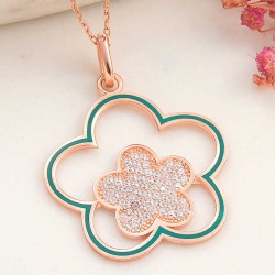 925 Ayar Gümüş Rose Çiçek Desenli Kadın Kolye 925 Ayar Gümüş Rose Çiçek Desenli Kadın Kolye