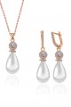 925 Ayar Gümüş Rose Damla İnci Kadın Set
