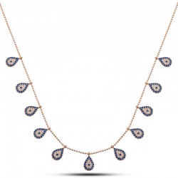 Gümüş Rose Damla Nazarlı Şans Kadın Kolye