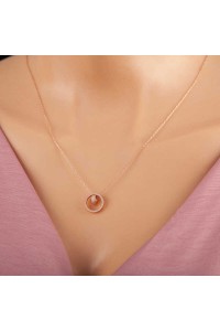 925 Ayar Gümüş Rose İç İçe Geçmiş Halka Kadın Kolye