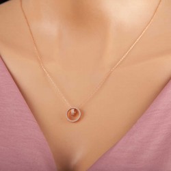 925 Ayar Gümüş Rose İç İçe Geçmiş Halka Kadın Kolye 925 Ayar Gümüş Rose İç İçe Geçmiş Halka Kadın Kolye