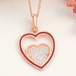 925 Ayar Gümüş Rose Kalp Kadın Kolye 925 Ayar Gümüş Rose Kalp Kadın Kolye