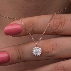 925 Ayar Gümüş Rose Minimal Yuvarlak Anturaj Kadın Kolye 925 Ayar Gümüş Rose Minimal Yuvarlak Anturaj Kadın Kolye