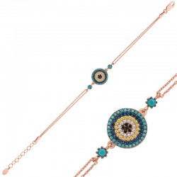 925 Ayar Gümüş Rose Nazar Bileklik 925 Ayar Gümüş Rose Nazar Bileklik