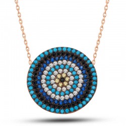 925 Ayar Gümüş Rose Nazar Kadın Kolye 925 Ayar Gümüş Rose Nazar Kadın Kolye