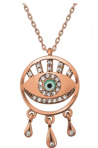 925 Ayar Gümüş Rose Nazarlı Göz Kadın Kolye