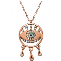 925 Ayar Gümüş Rose Nazarlı Göz Kadın Kolye 925 Ayar Gümüş Rose Nazarlı Göz Kadın Kolye