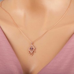 925 Ayar Gümüş Rose Nazarlı Göz Kolye 925 Ayar Gümüş Rose Nazarlı Göz Kolye