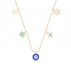 925 Ayar Gümüş Rose Nazarlı Şans Kadın Kolye 925 Ayar Gümüş Rose Nazarlı Şans Kadın Kolye