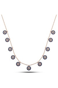 925 Ayar Gümüş Rose Nazarlı Şans Kadın Kolye