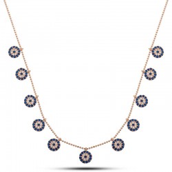 925 Ayar Gümüş Rose Nazarlı Şans Kadın Kolye 925 Ayar Gümüş Rose Nazarlı Şans Kadın Kolye