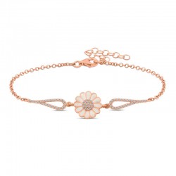 ​925 Ayar Gümüş Rose Papatya Kadın Bileklik