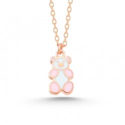 925 Ayar Gümüş Rose Renkli Ayıcık Kadın Kolye 925 Ayar Gümüş Rose Renkli Ayıcık Kadın Kolye