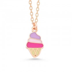 925 Ayar Gümüş Rose Renkli Dondurma Kadın kolye 925 Ayar Gümüş Rose Renkli Dondurma Kadın kolye