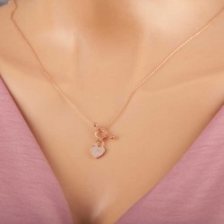 925 Ayar Gümüş Rose Sallantılı Kalp Kadın Kolye 925 Ayar Gümüş Rose Sallantılı Kalp Kadın Kolye