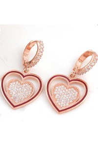 Gümüş Rose Sallantılı Kalp Kadın Küpe Gümüş Rose Sallantılı Kalp Kadın Küpe