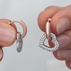 Gümüş Rose Sallantılı Kalp Kadın Küpe Gümüş Rose Sallantılı Kalp Kadın Küpe