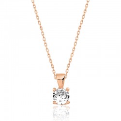 925 Ayar Gümüş Rose Tek Taş Gümüş Kolye 925 Ayar Gümüş Rose Tek Taş Gümüş Kolye