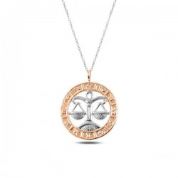 ​925 Ayar Gümüş Rose Terazi Burcu Kadın Gümüş Kolye