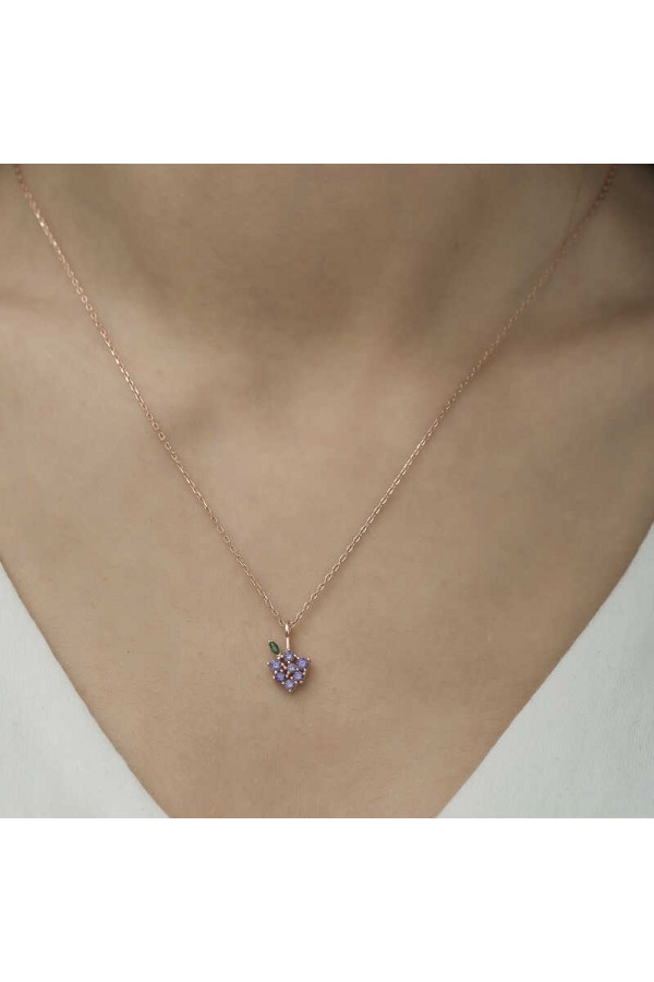 925 Ayar Gümüş Rose Üzüm Figürlü Meyve Kolye 925 Ayar Gümüş Rose Üzüm Figürlü Meyve Kolye