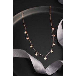 925 Ayar Gümüş Rose Yıldızlı Dorika Kadın Gümüş Kolye