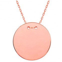 925 Ayar Gümüş Rose Yuvarlak Plaka Kolye