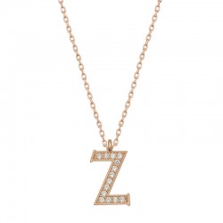 925 Ayar Gümüş Rose Z Harfi Kadın Gümüş Kolye
