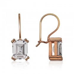 Gümüş Sallantılı Baget Taşlı Küpe Gümüş Sallantılı Baget Taşlı Küpe