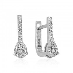 Gümüş Sallantılı Damla Taşlı Küpe Gümüş Sallantılı Damla Taşlı Küpe