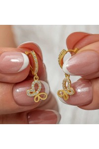 Gümüş Sallantılı Gold Kelebek Kadın Küpe Gümüş Sallantılı Gold Kelebek Kadın Küpe