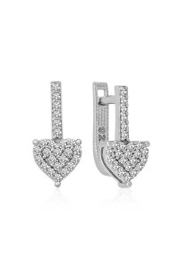 Gümüş Sallantılı Kalp Taşlı Küpe