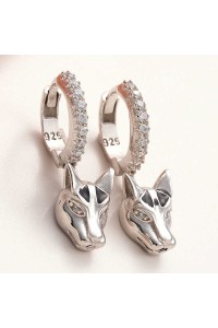 ​Gümüş Sallantılı Kaplan Figürlü Kadın Küpe