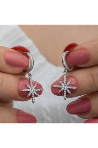 Gümüş Sallantılı Kutup Yıldızı Kadın Küpe