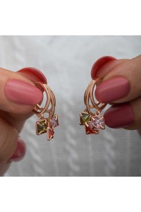 Gümüş Sallantılı Mix Taşlı Halka Kadın Küpe