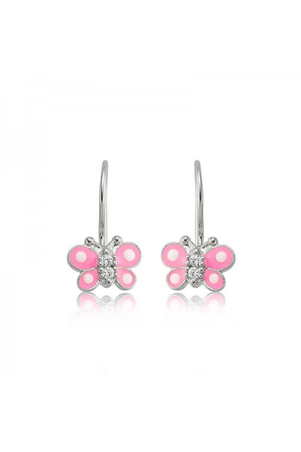 Gümüş Sallantılı Pembe Kelebek Çocuk Küpesi Gümüş Sallantılı Pembe Kelebek Çocuk Küpesi