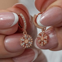 Gümüş Sallantılı Rose Kar Tanesi Kadın Küpe Gümüş Sallantılı Rose Kar Tanesi Kadın Küpe