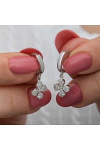 ​Gümüş Sallantılı Yonca Kadın Küpe