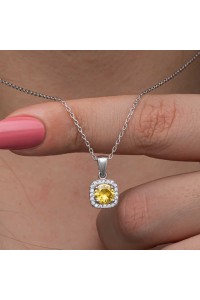 925 Ayar Gümüş Sarı Baget Taşlı Kadın Kolye