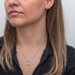 925 Ayar Gümüş Sarı Baget Taşlı Kadın Set 925 Ayar Gümüş Sarı Baget Taşlı Kadın Set