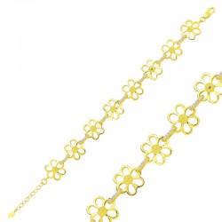 925 Ayar Gümüş Gold Sarı Papatya Bileklik