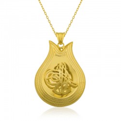 925 Ayar Gümüş Sarı Tuğra Kadın Gümüş Kolye 925 Ayar Gümüş Sarı Tuğra Kadın Gümüş Kolye