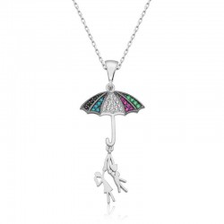 925 Ayar Gümüş Şemsiye Tutan Aşıklar Kadın Gümüş Kolye 925 Ayar Gümüş Şemsiye Tutan Aşıklar Kadın Gümüş Kolye