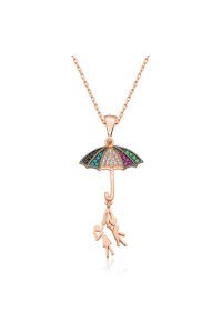 925 Ayar Gümüş Şemsiye Tutan Aşıklar Kadın Gümüş Kolye 925 Ayar Gümüş Şemsiye Tutan Aşıklar Kadın Gümüş Kolye