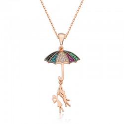 925 Ayar Gümüş Şemsiye Tutan Aşıklar Kadın Gümüş Kolye 925 Ayar Gümüş Şemsiye Tutan Aşıklar Kadın Gümüş Kolye