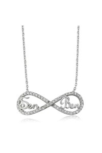 925 Ayar Gümüş Sen Ben Yazılı Sonsuzluk Kadın Gümüş Kolye